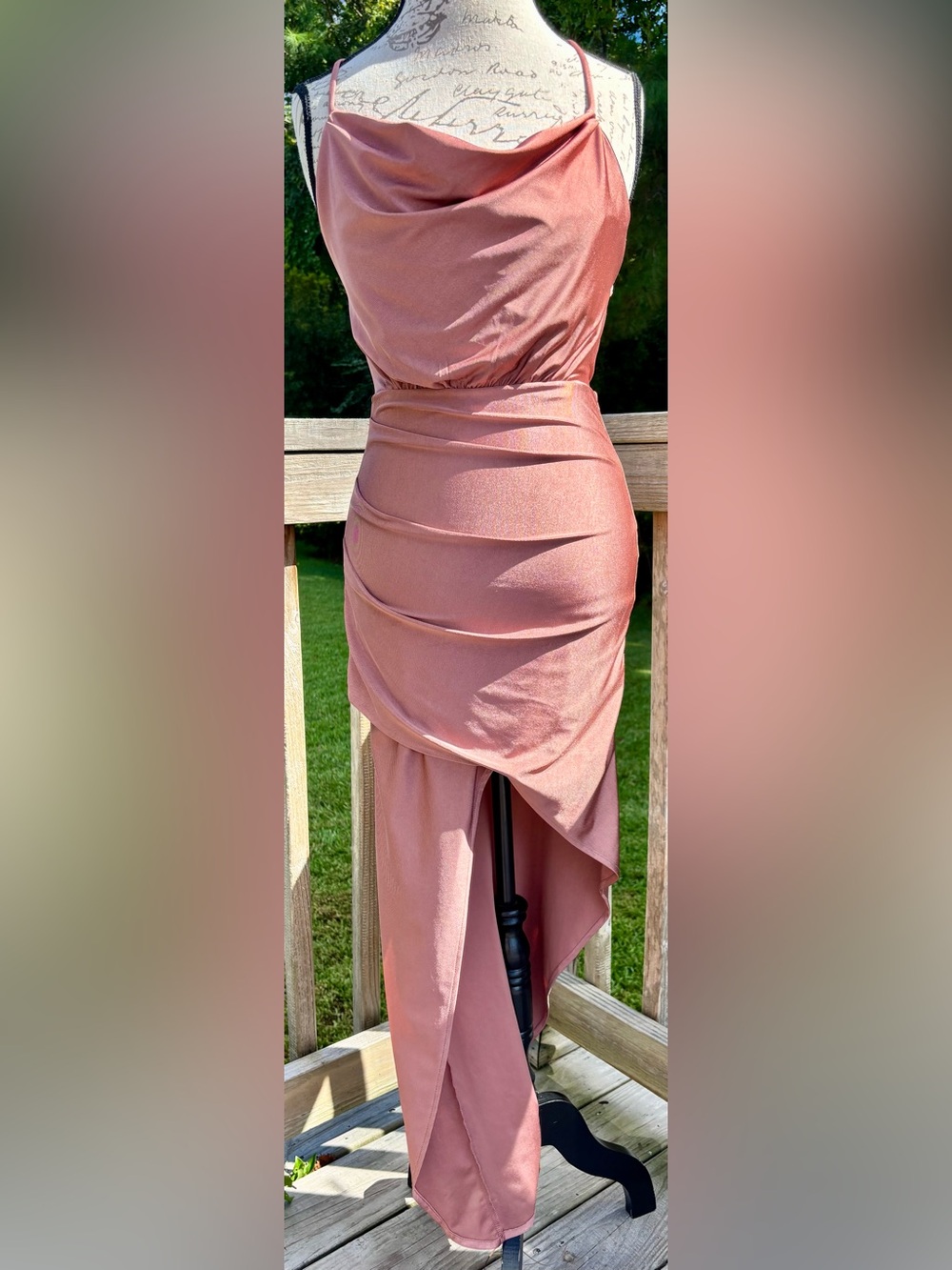 Lulu's Rosewood Pink High-Low Cowl Dress